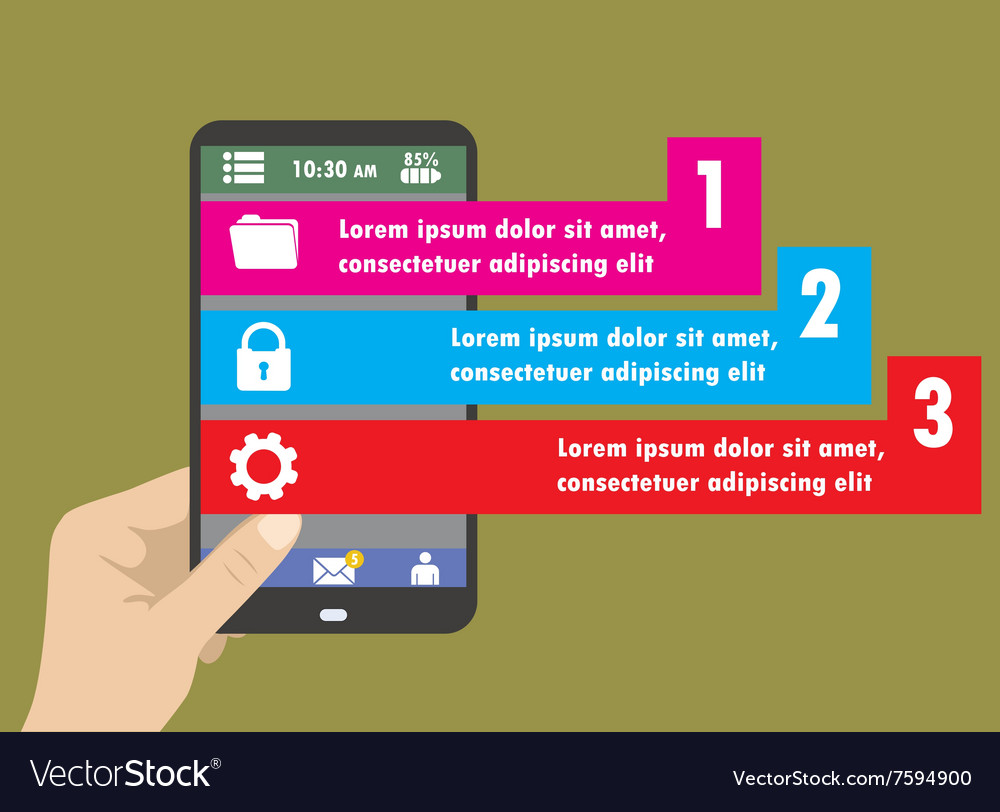 Flache Infografikvorlage und mobile Webelemente