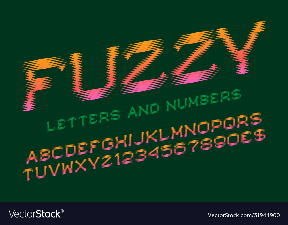 Fuzzy letters with numbers and currency signs