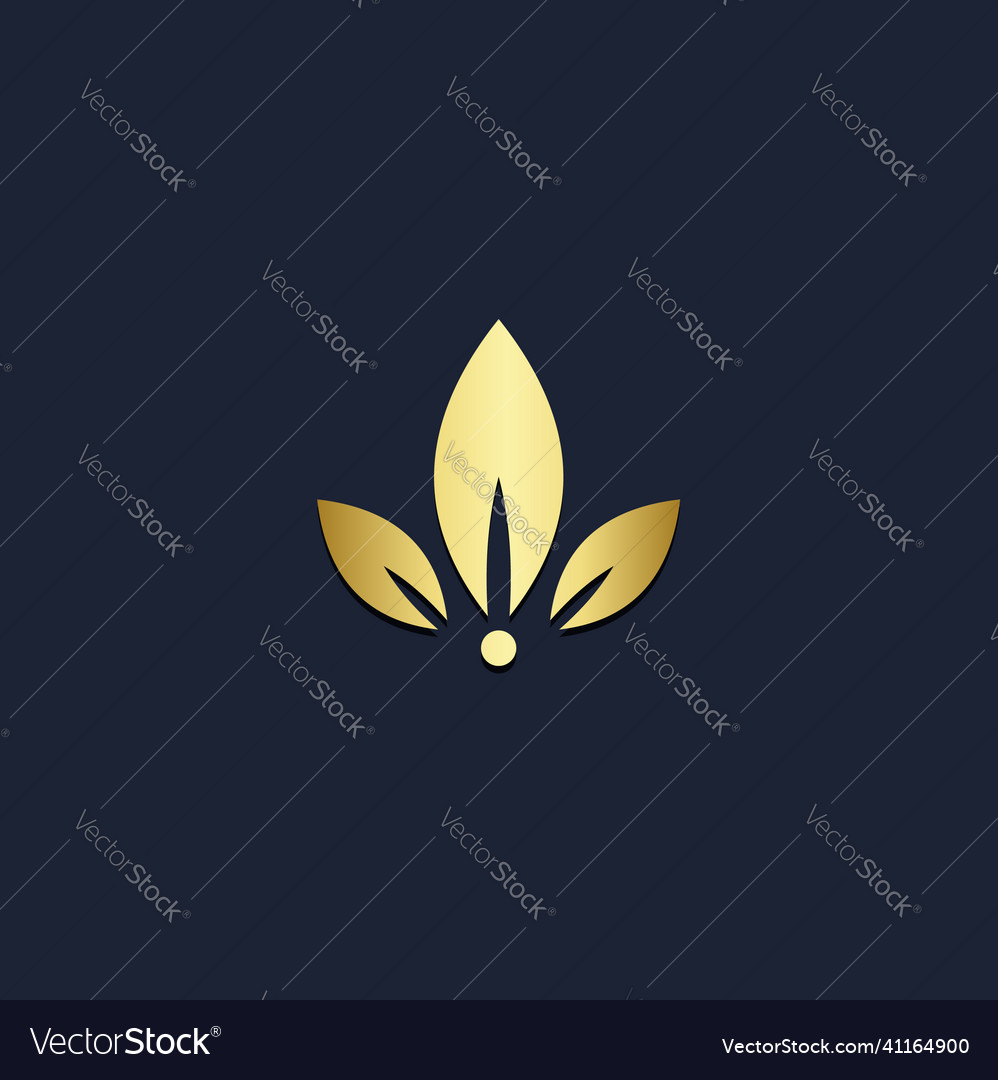 Gold leaf plant organic logo Royalty Free Vector Image