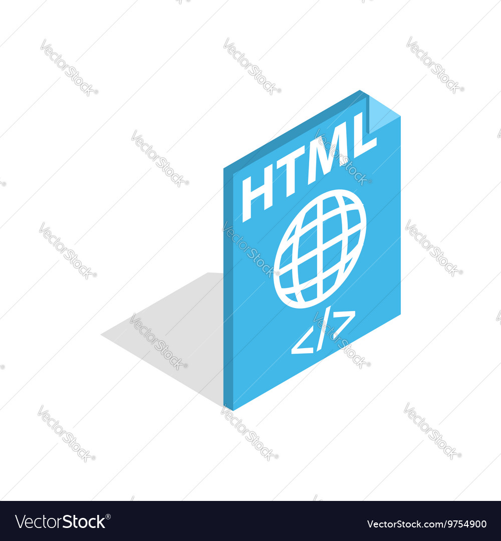 Download HTML file extension icon isometric 3d style Vector Image