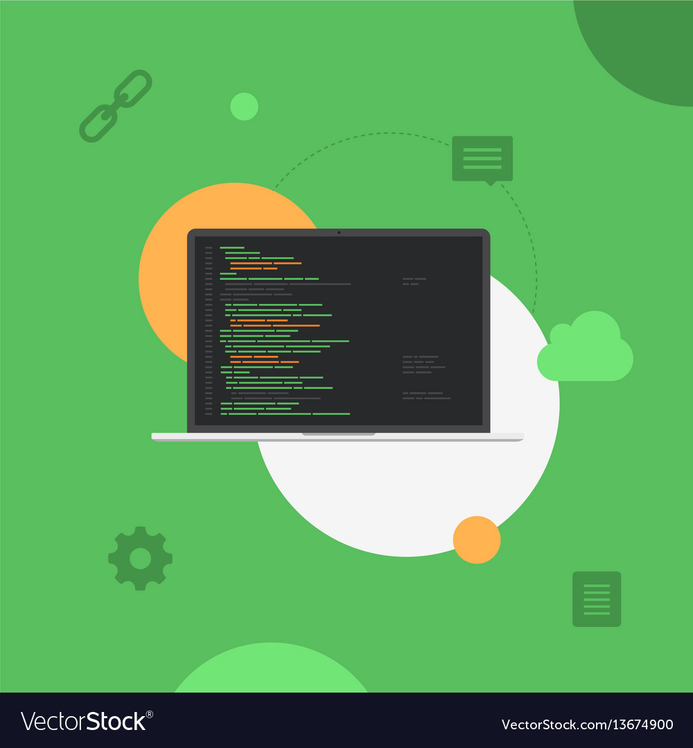 Laptop programming development system flat