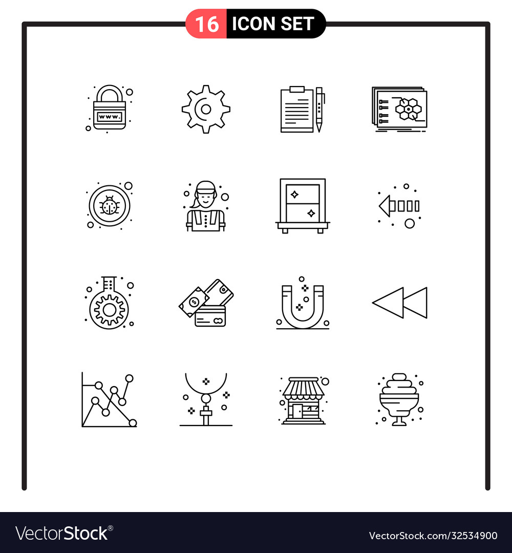 Pictograph set 16 simple outlines strategic