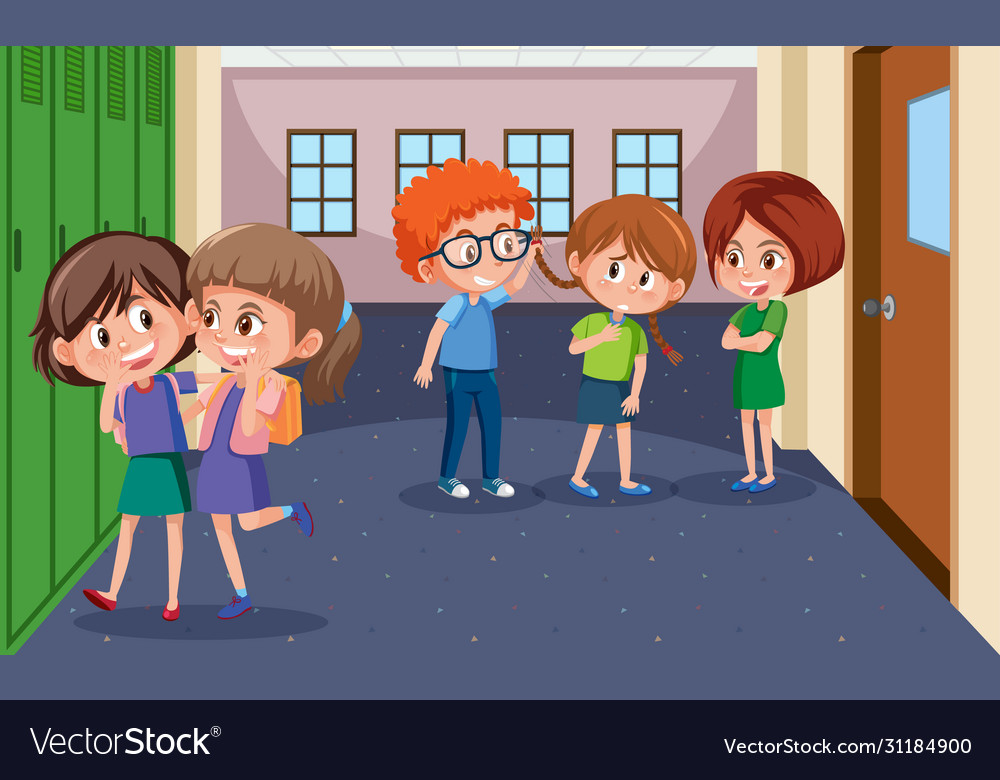 Scene with kid bullying their friend at school Vector Image