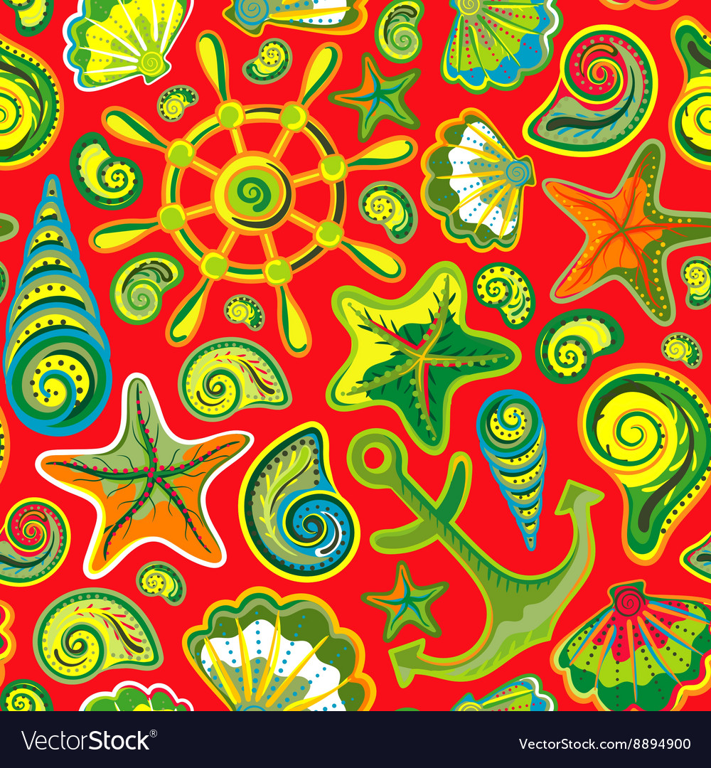 Seashell seamless pattern