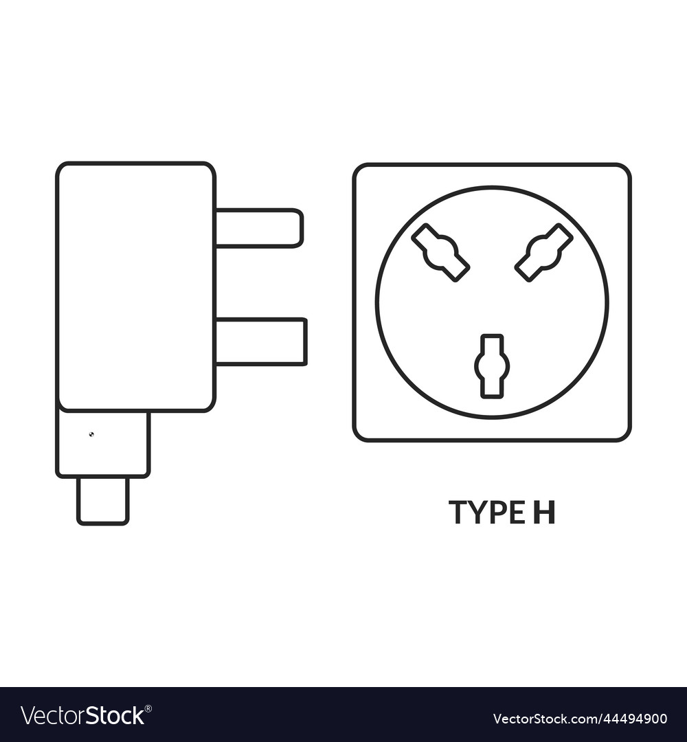 Socket iconoutline icon isolated on white vector image Socket iconoutline icon isolated on white