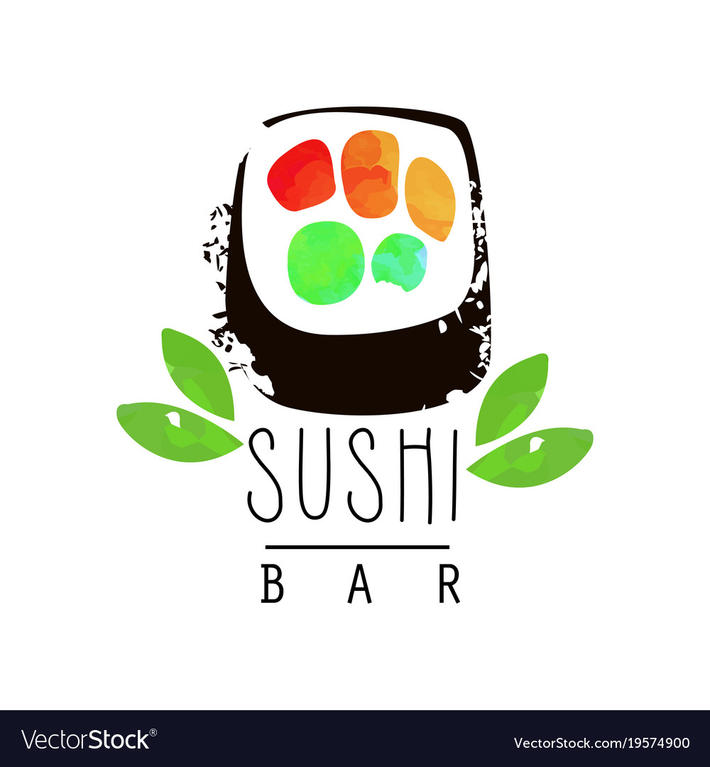 Sushi bar logo template japanese food emblem