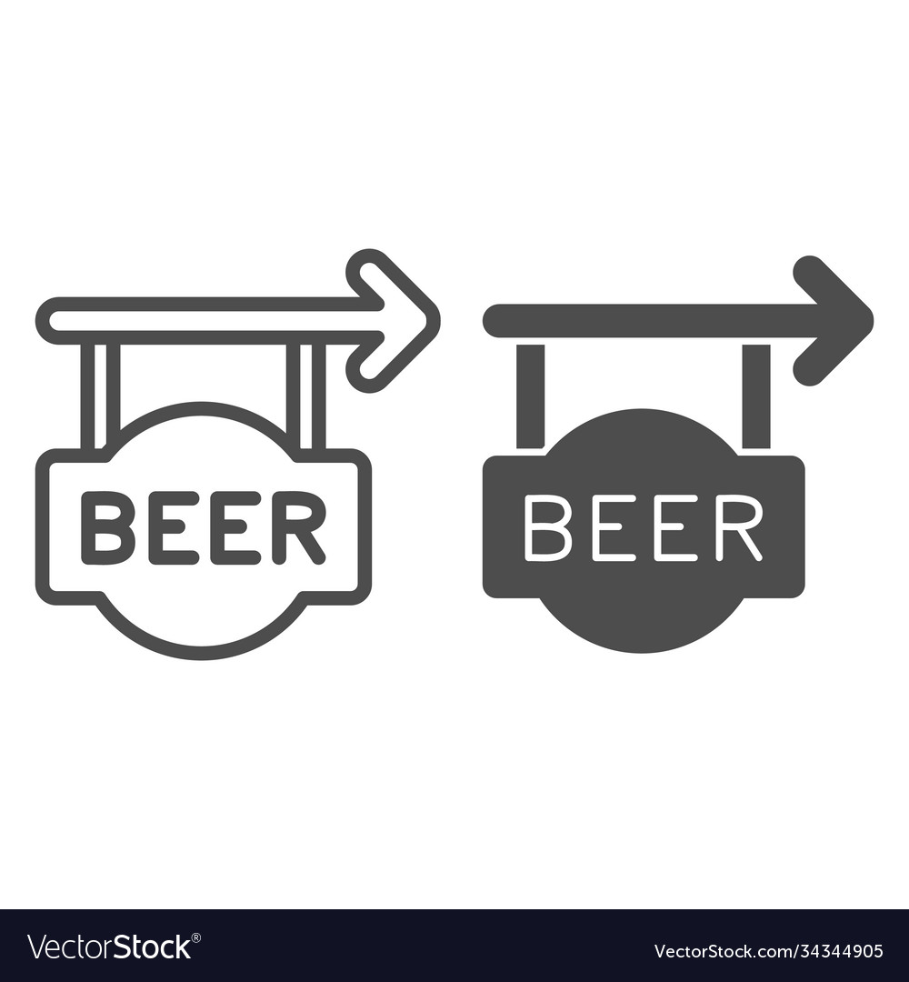 Beer signboard line and solid icon craft Vector Image