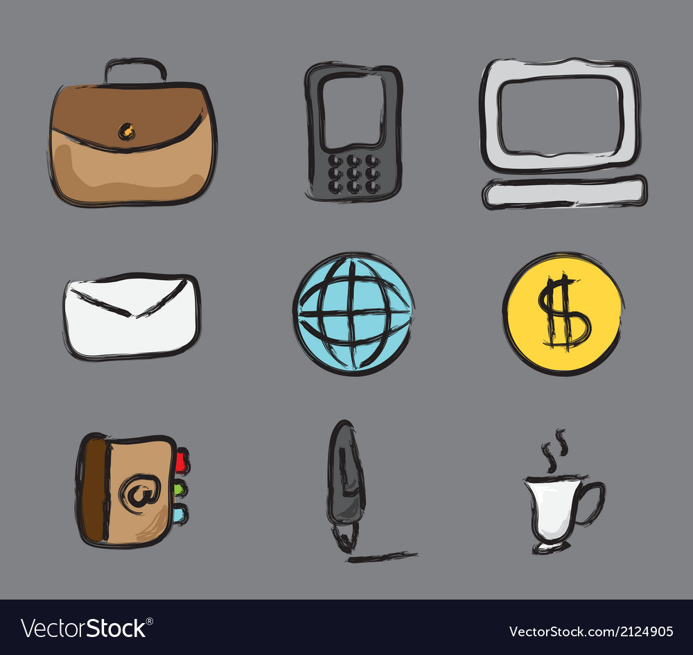 Business icons over gray background