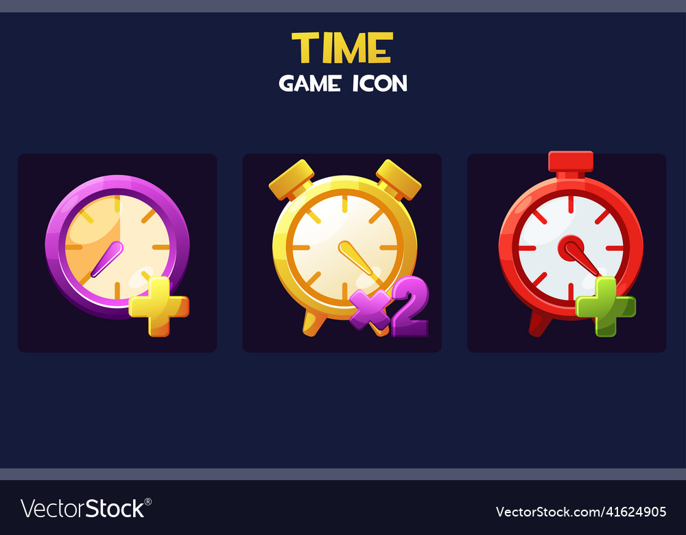 Clock game time icons golden watch for gui