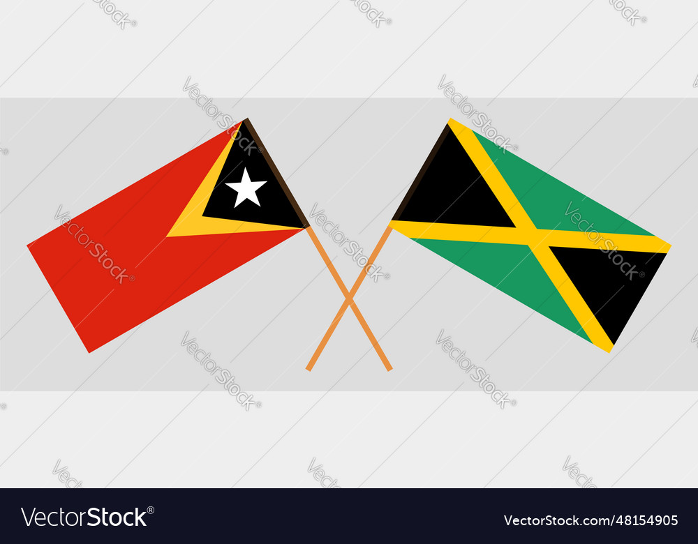 Crossed flags of east timor and jamaica official Vector Image