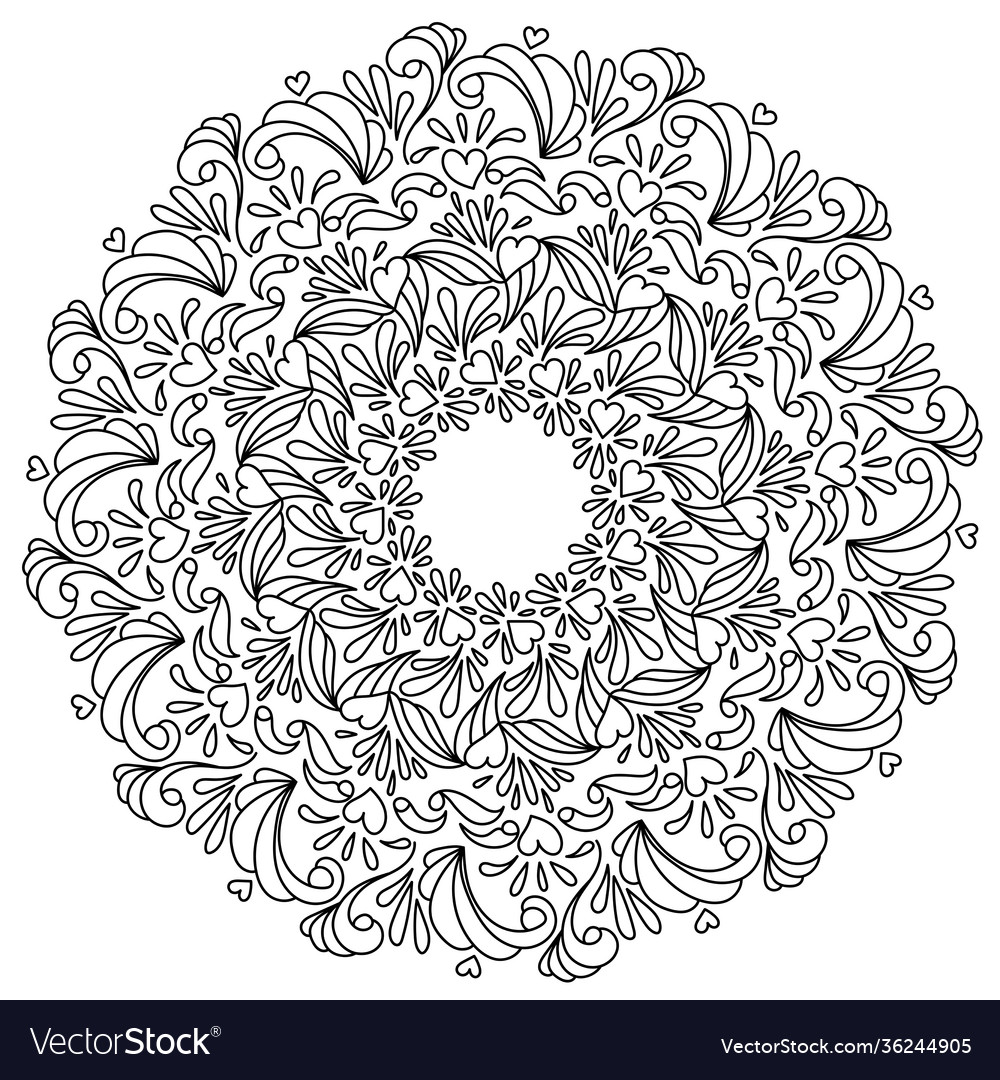 Cute mandala coloring book with hearts and ornate