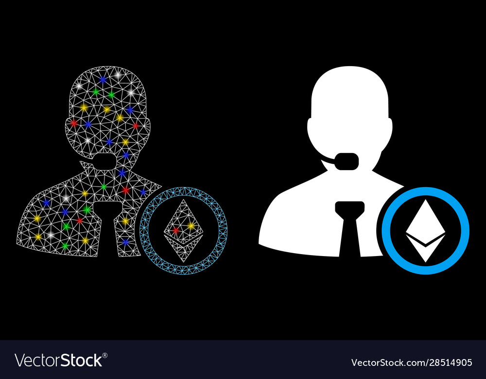 Flare mesh carcass ethereum operator manager icon vector image Flare mesh carcass ethereum operator manager icon