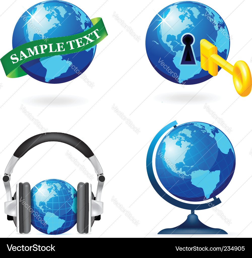 Globe icon set Royalty Free Vector Image - VectorStock
