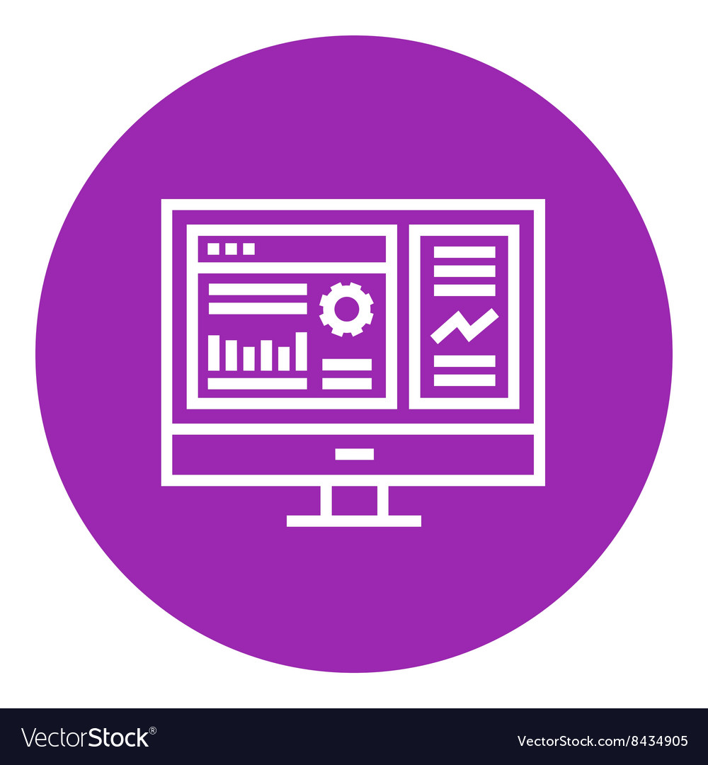 Monitor with business graphs line icon