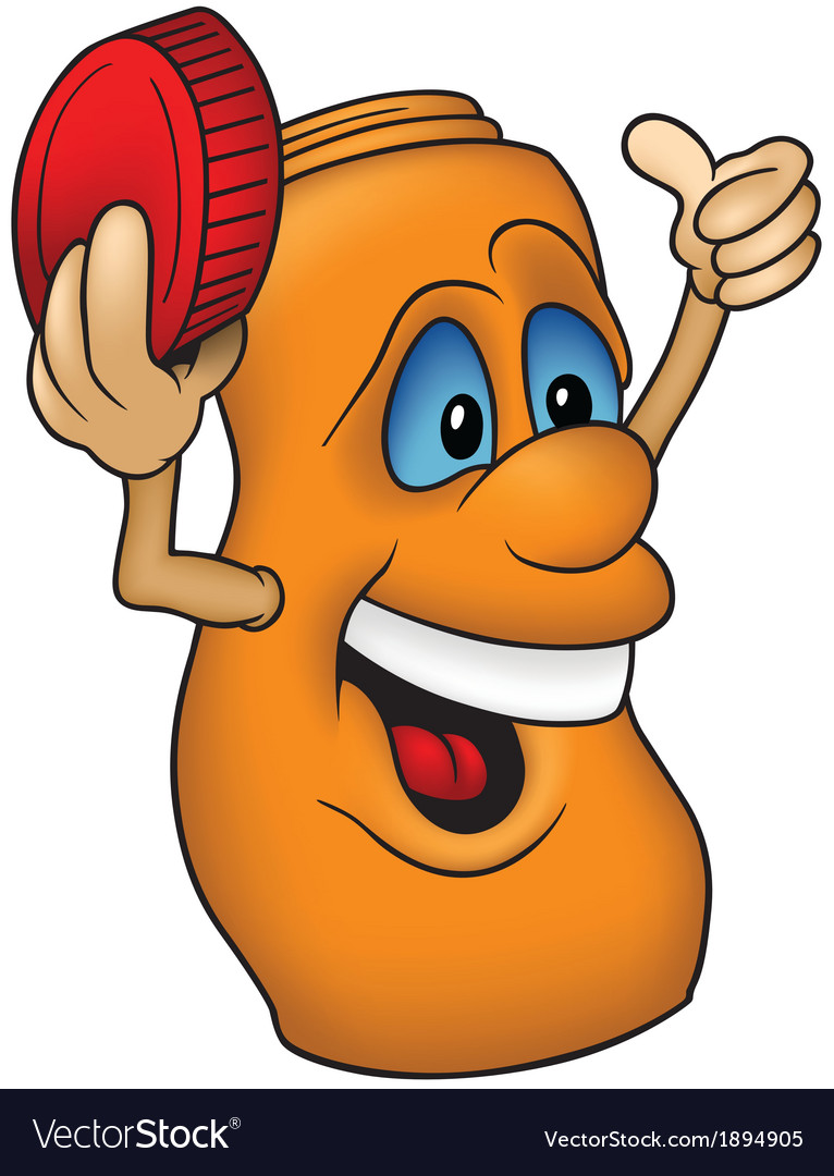 Orange Plastic Bottle - Colored Cartoon Illustration.