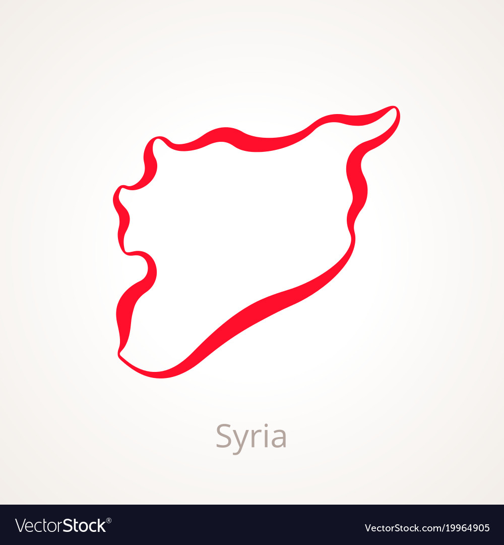 Outline map of syria marked with red line