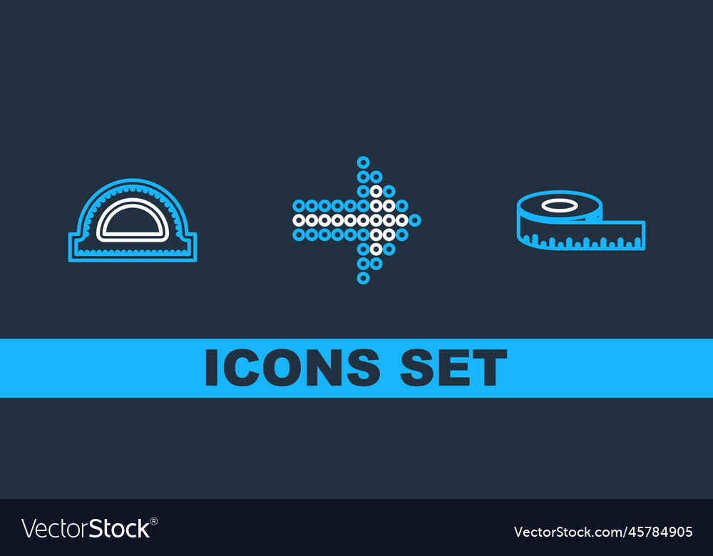 Set line tape measure protractor grid and dots