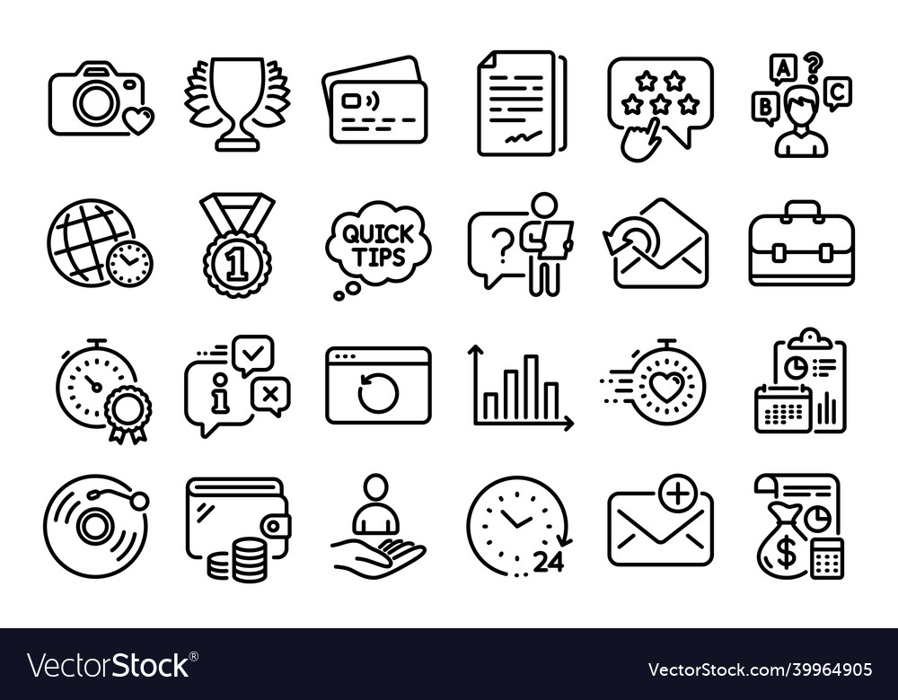 Set of timer winner and diagram graph line vector image Set of timer winner and diagram graph line