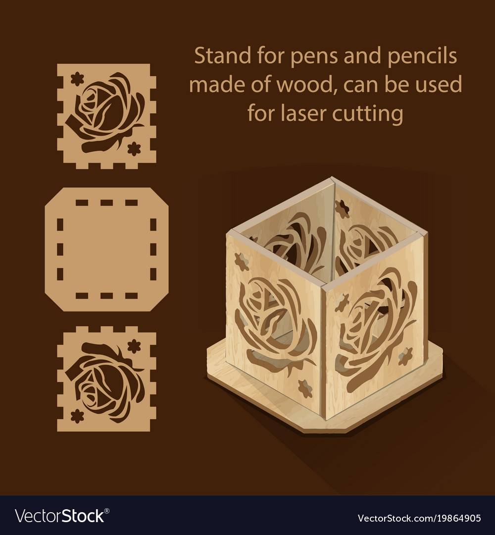 Stand for pens and pencils made of wood can