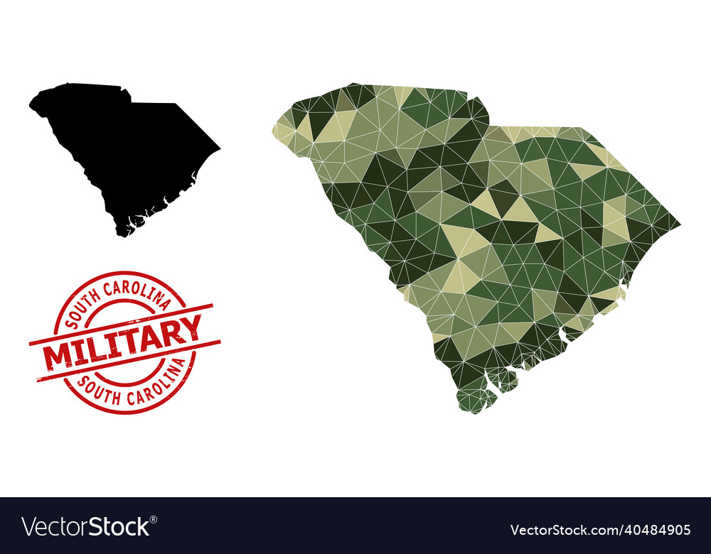 Triangulated mosaic map of south carolina state