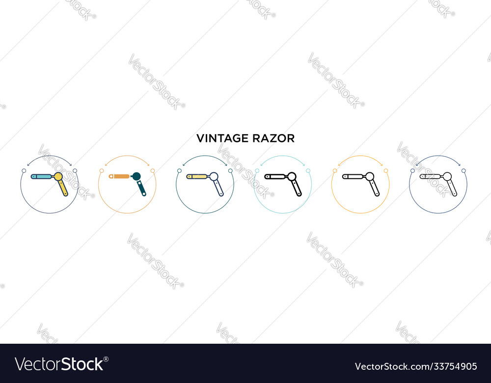 Vintage razor icon in filled thin line outline