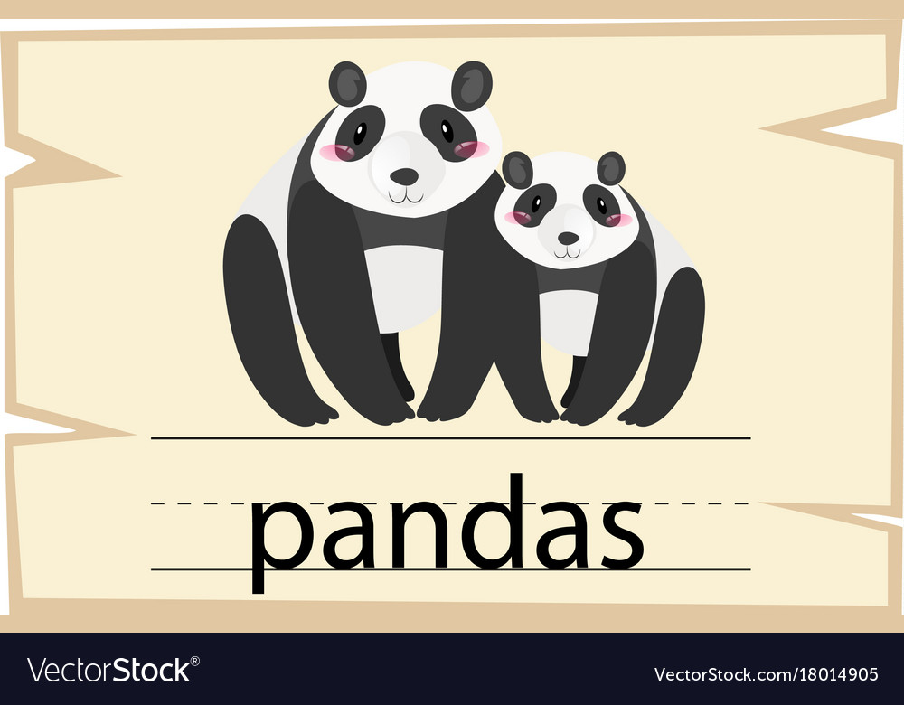 Wordcard Template For Word Pandas Royalty Free Vector Image