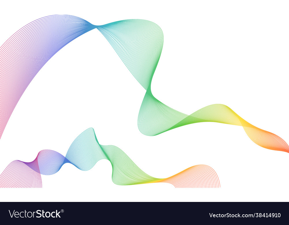 Abstract colorful wave lines flowing isolated