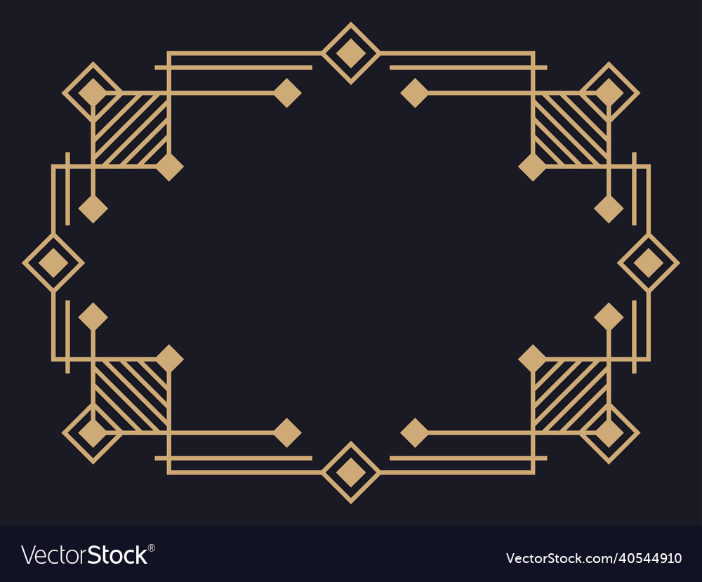 Art deco frame vintage linear border design Vector Image