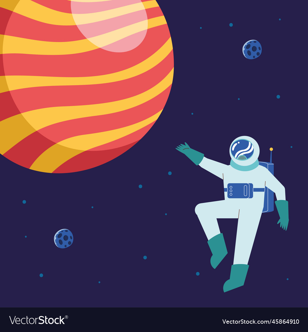 Astronaut with planet mars