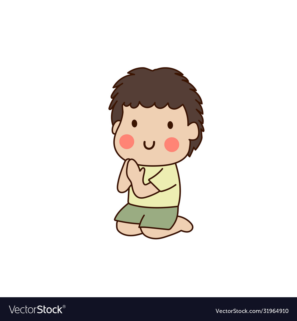 Boy Sitting Salute Royalty Free Vector Image - Vectorstock