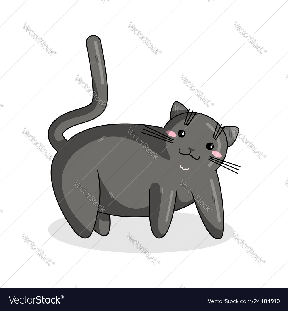 British shorthair cat in kawaii style