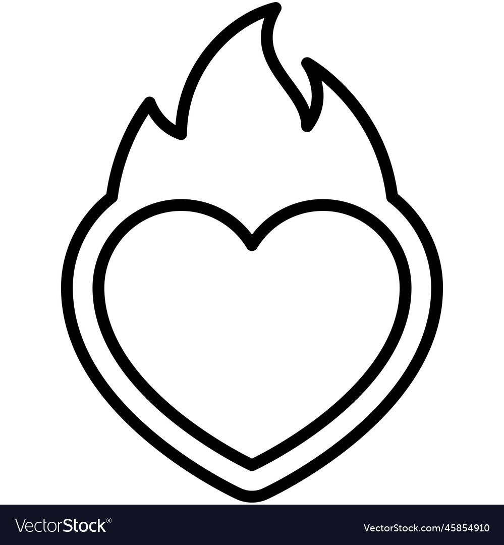 Burning heart icon love