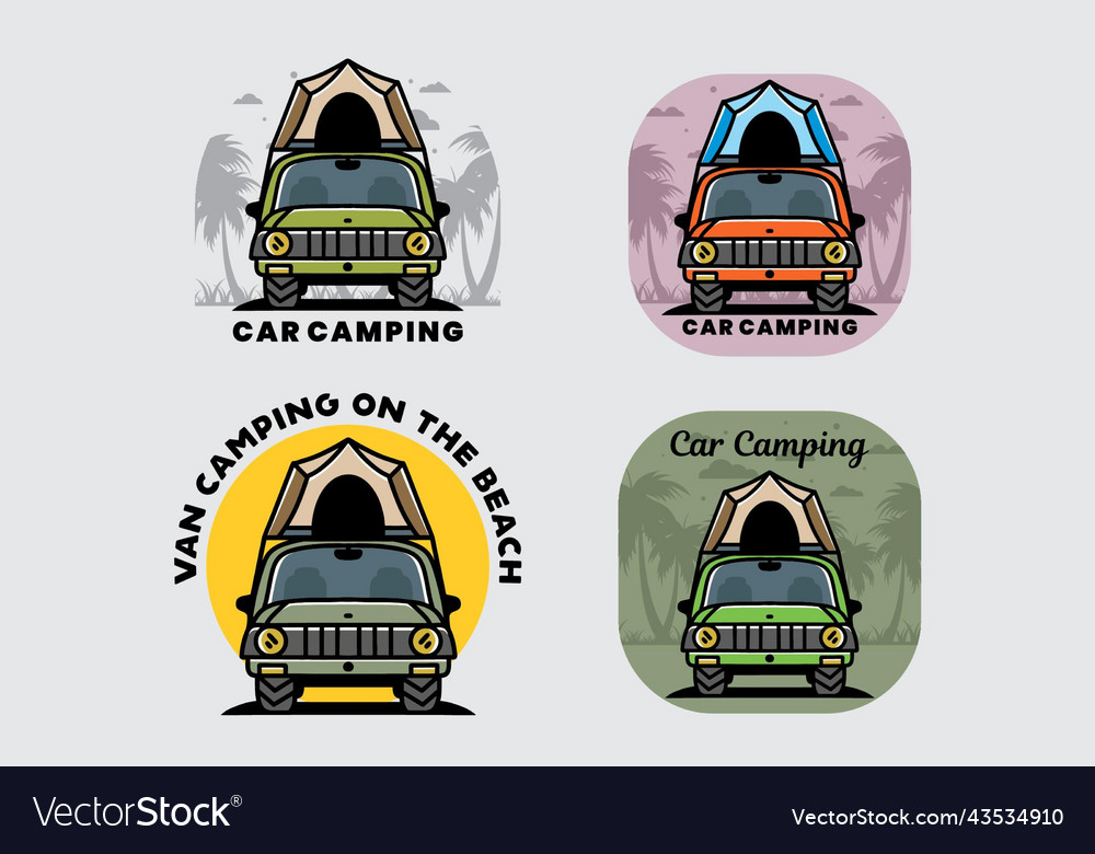 Camping on the roof of car badge design