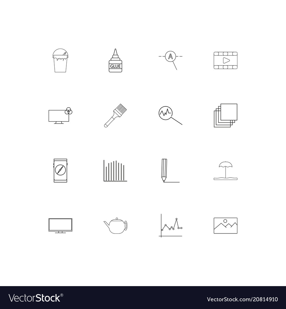 Creative process and design linear thin icons set