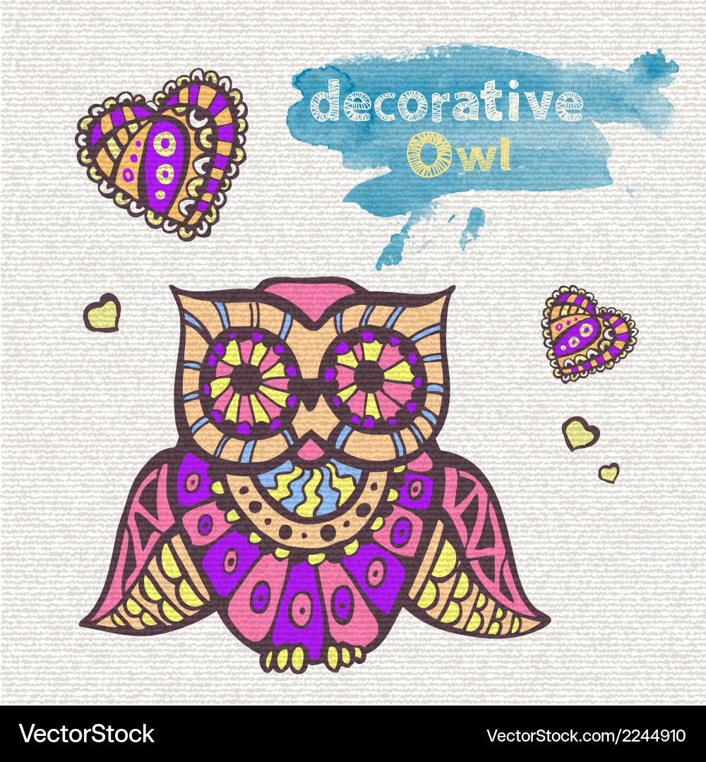 Decorative owl Royalty Free Vector Image - VectorStock