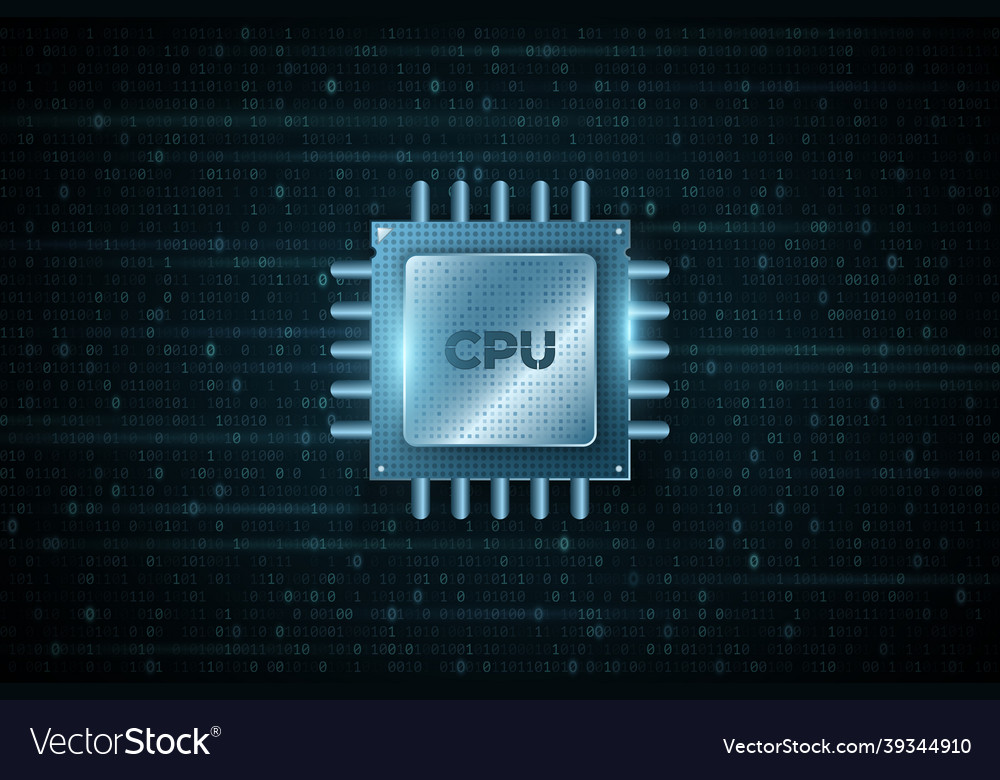 Digitaler Mikrochip cpu auf Hintergrund des Binärcodes vector image Digitaler Mikrochip cpu auf Hintergrund des Binärcodes