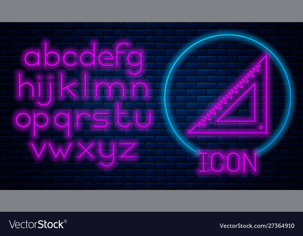 Glowing neon triangular ruler icon isolated vector image Glowing neon triangular ruler icon isolated