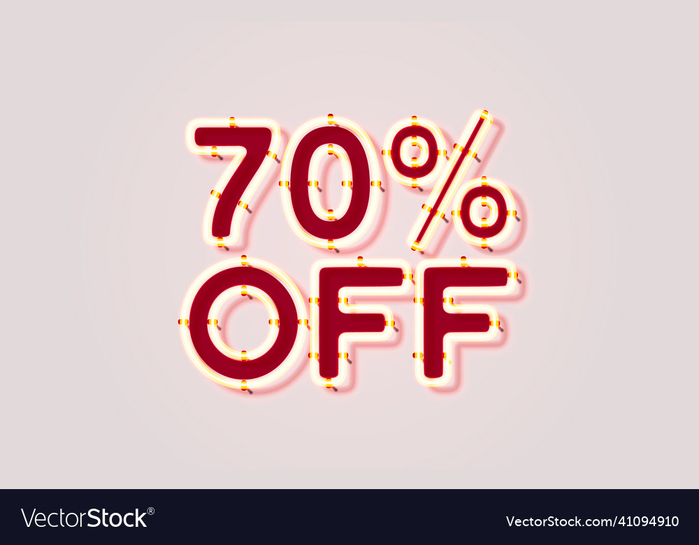 Neon 70 off sale banner sign board promotion