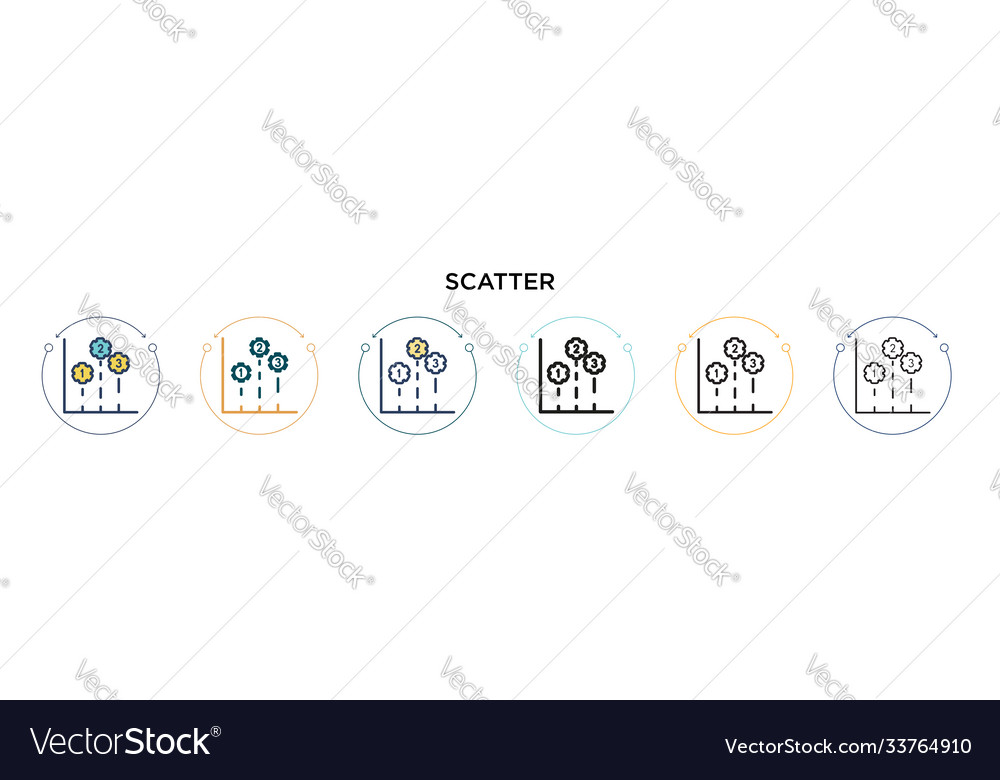 Scatter icon in filled thin line outline