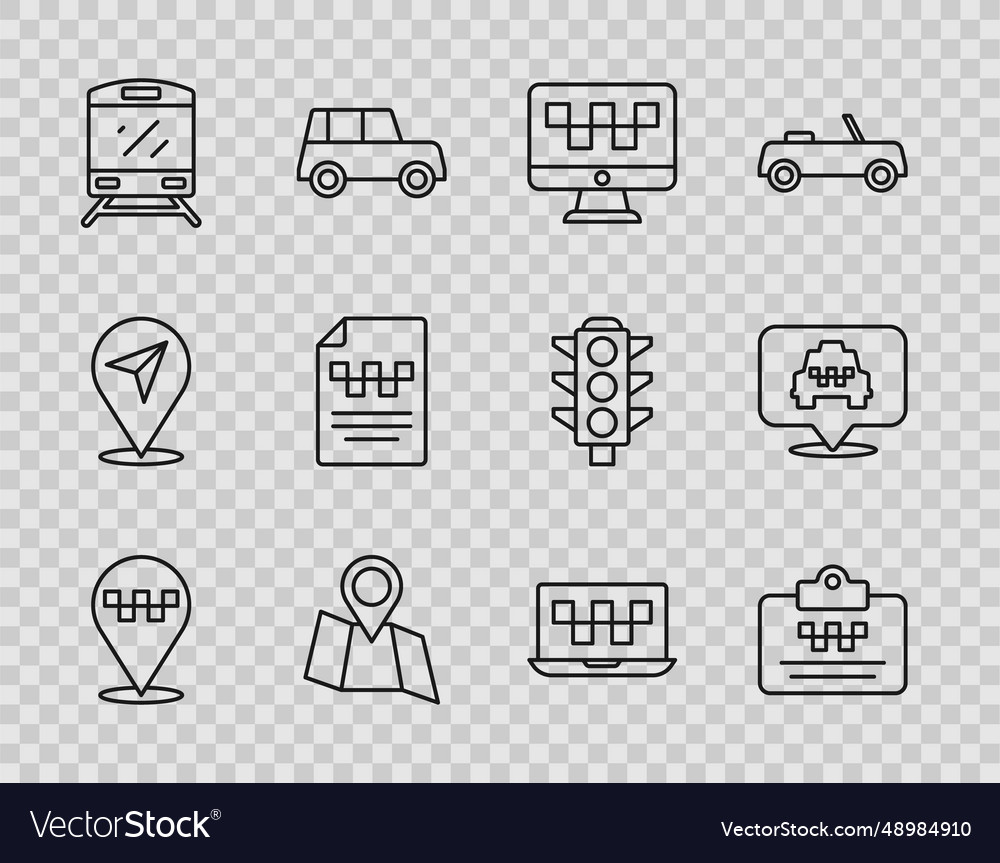 Set line location with taxi driver license vector image Set line location with taxi driver license