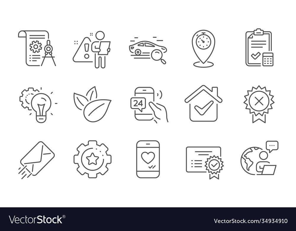 Timer accounting checklist and certificate icons vector image Timer accounting checklist and certificate icons