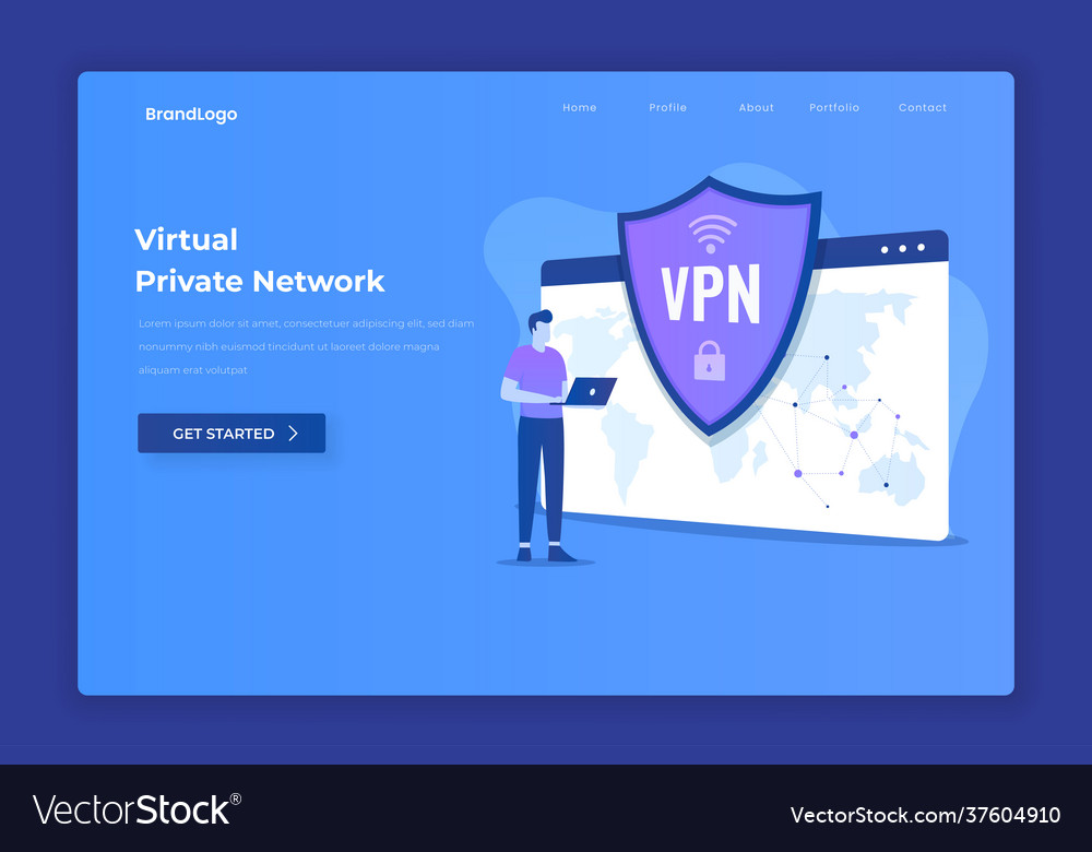 Virtuelle private Netzwerk-Landing-Seite vector image Virtuelle private Netzwerk-Landing-Seite