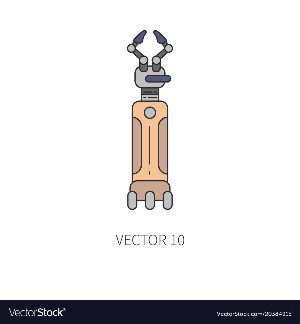 Bionic robot arm prosthesis color line icon