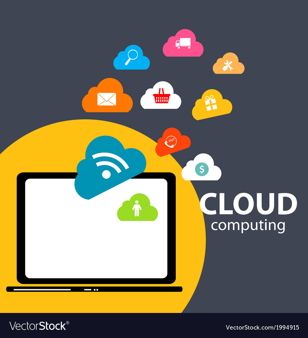 Cloud computing concept on different electronic