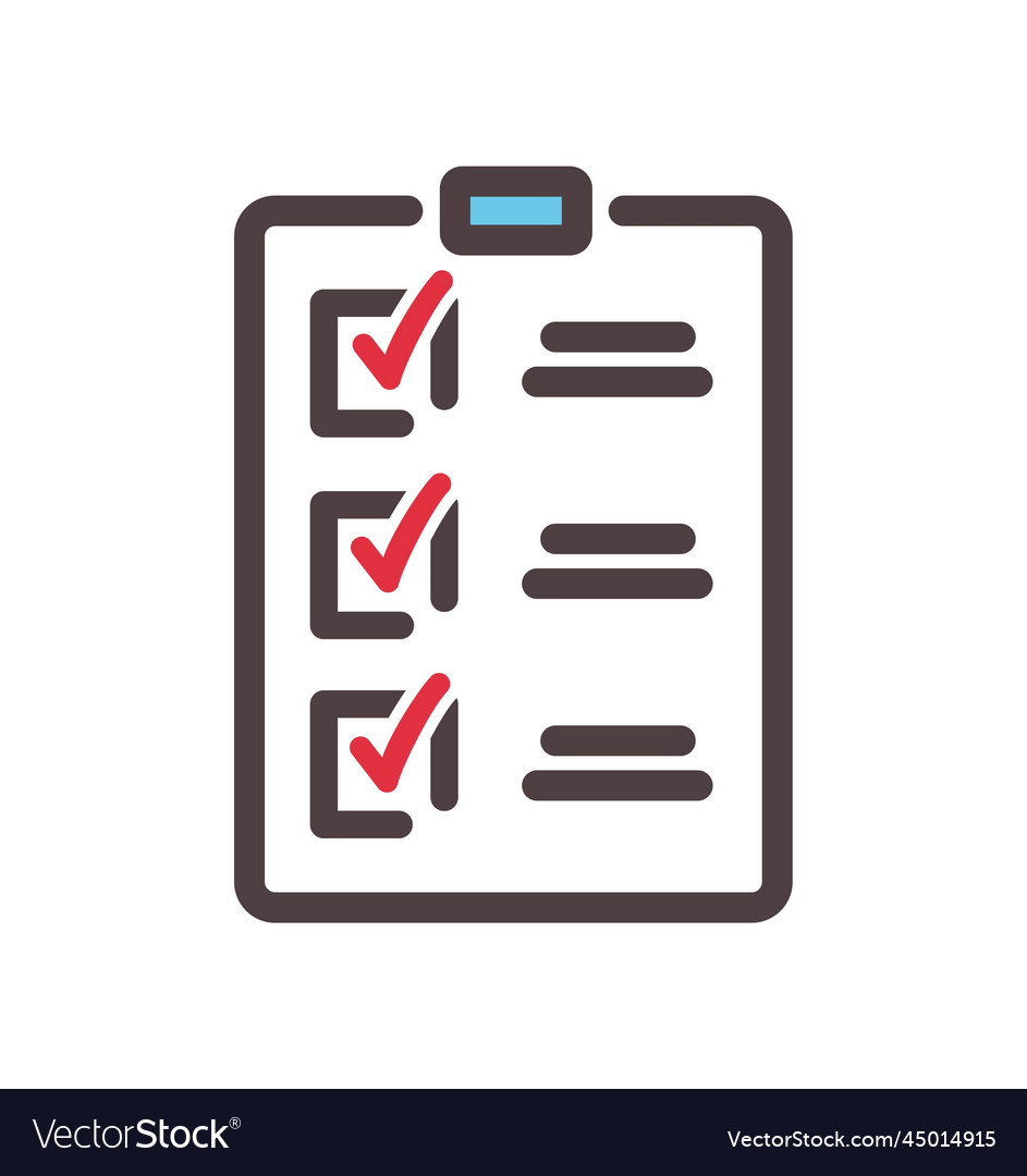 Color to do list with tick icon vector image Color to do list with tick icon