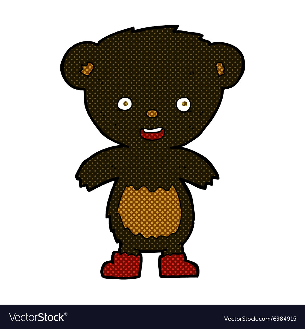 Comic Cartoon Black Bear Cub Royalty Free Vector Image