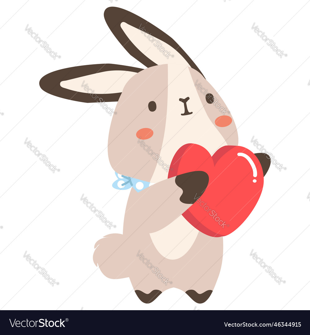 Cute white bunny with heart cartoon