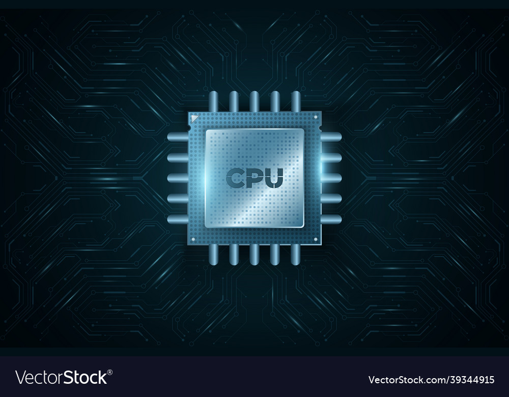 Digitaler moderner Mikrochip cpu auf Glühcomputer vector image Digitaler moderner Mikrochip cpu auf Glühcomputer