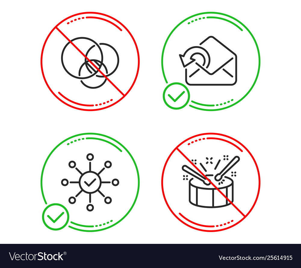 Euler diagram send mail and survey check icons vector image Euler diagram send mail and survey check icons
