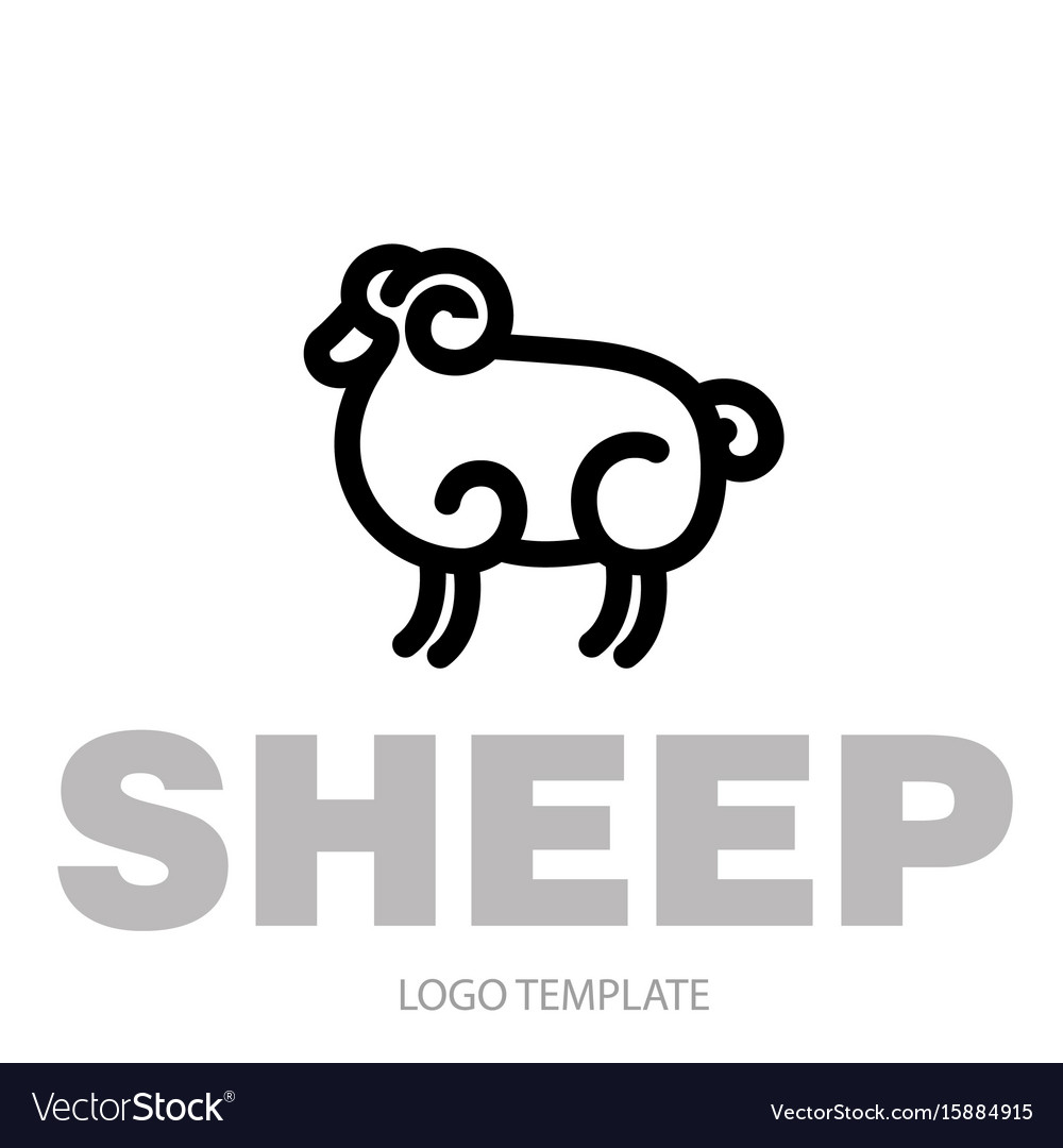 Linear stylized drawing of ram Royalty Free Vector Image